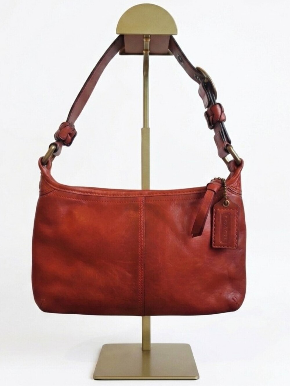 Vintage Coach Bleecker Vermilion Red Leather Shoulder Bag 11415 Tattersall EUC
